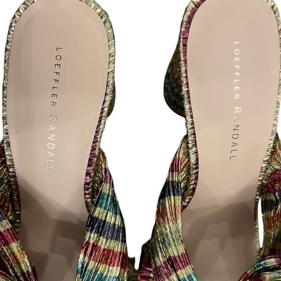 Loeffler Randall Penny Knotted Candy Rainbow Striped Mules Size 9 NWT - Picture 7 of 9